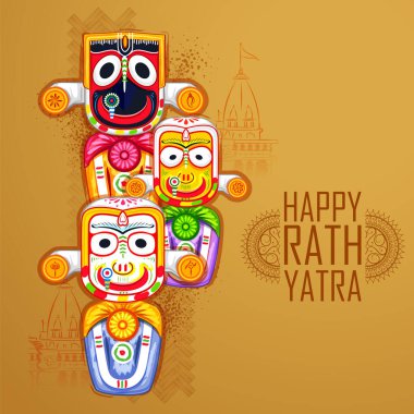 Odisha festivalinde Lord Jagannath, Balabhadra ve Subhadra 'nın yıllık Rathayatra' nın resmi