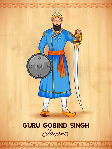 Illustration Happy Guru Gobind Singh Jayanti Festival Sikh Celebration Background — Stock Vector