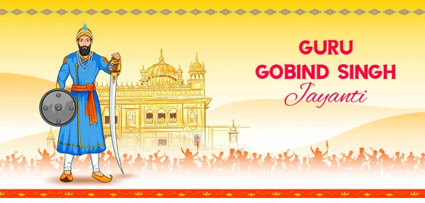 Ilustración Happy Guru Gobind Singh Jayanti Festival Para Fondo Celebración — Archivo Imágenes Vectoriales