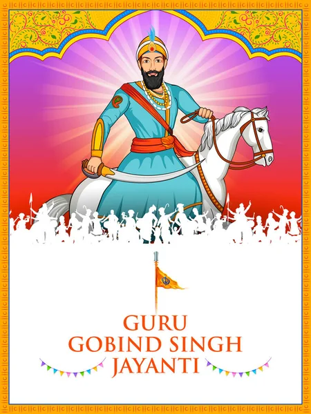 Illustration Happy Guru Gobind Singh Jayanti Festival Sikh Celebration Background — Stock Vector