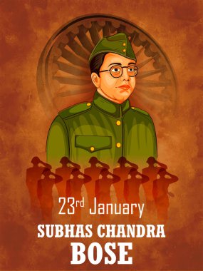 Hindistan 'ın 23 Ocak tarihli Ulus Kahramanı ve Özgürlük Savaşçısı Subhash Chandra Bose Pride ile ilgili bir tasviri.