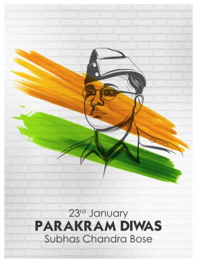 illustration of Indian background with Nation Hero and Freedom Fighter Subhash Chandra Bose Pride of India for 23rd January clipart
