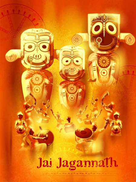 Illust Van Lord Jagannath Balabhadra Subhadra Jaarlijkse Rathayatra Odisha Festivalachtergrond — Stockvector