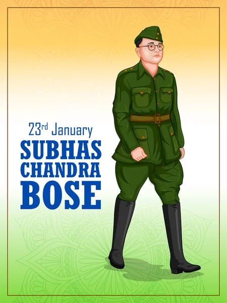 Иллюстрация Индийского Происхождения Nation Hero Freedom Fighter Subhash Chandra Bose — стоковый вектор