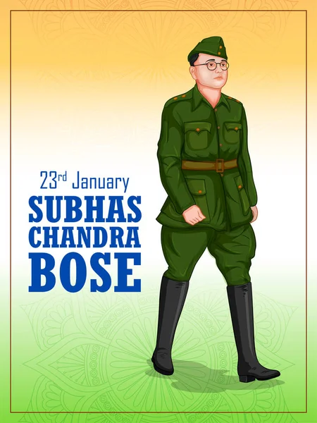 Illustration Indian Background Nation Hero Freedom Fighter Subhash Chandra Bose — Stock Vector