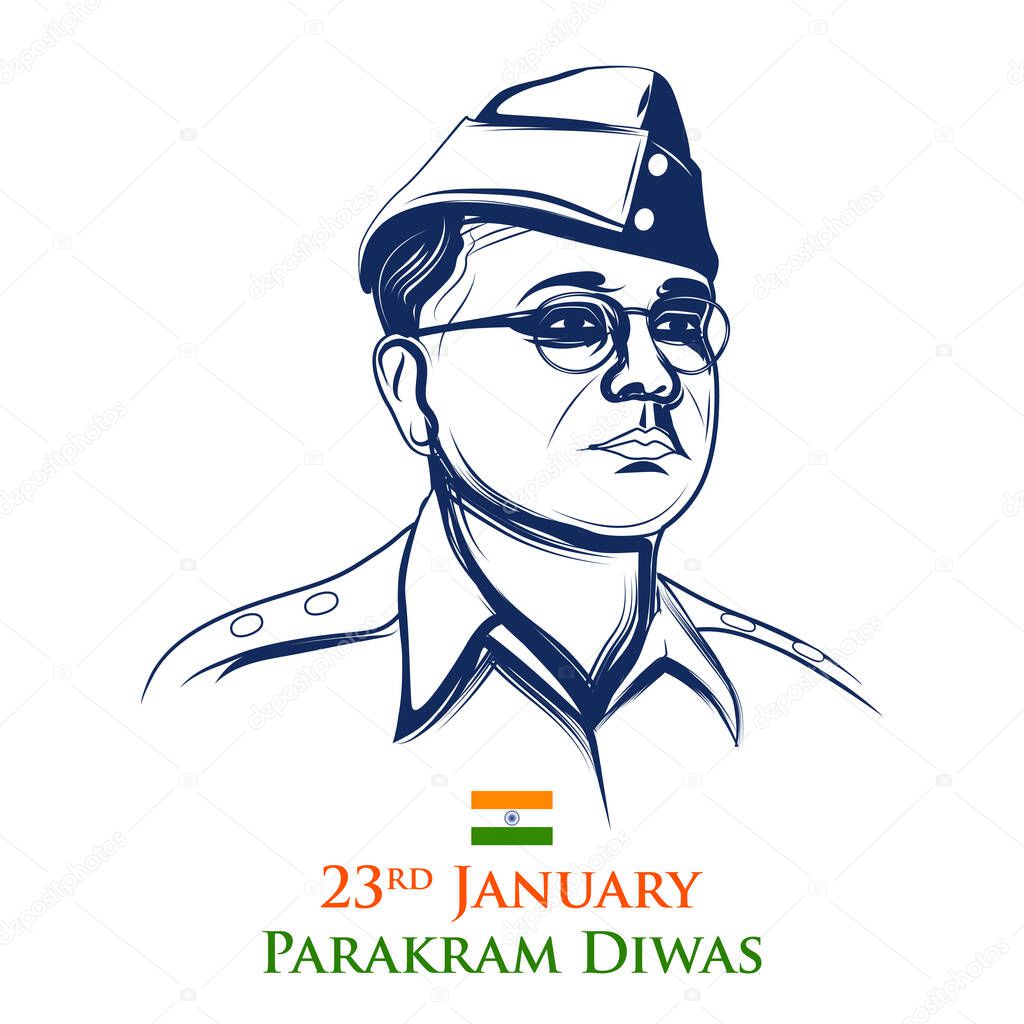 illustration of Indian background with Nation Hero and Freedom Fighter Subhash Chandra Bose Pride of India for 23rd January