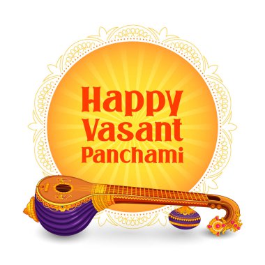 Vasant Panchami Hindistan festivali için Bilgelik Tanrıçası Saraswati 'nin resmi