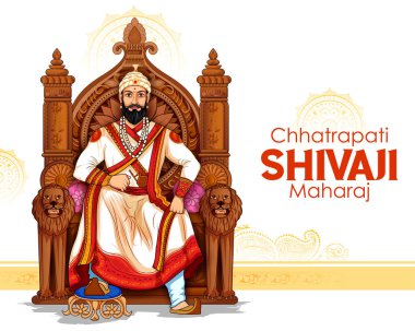 Maharashtra Hindistan 'dan Maratha' nın büyük savaşçısı, Chhatrapati Shivaji Maharaj 'ın çizimi.