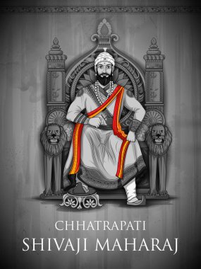 Maharashtra Hindistan 'dan Maratha' nın büyük savaşçısı, Chhatrapati Shivaji Maharaj 'ın çizimi.