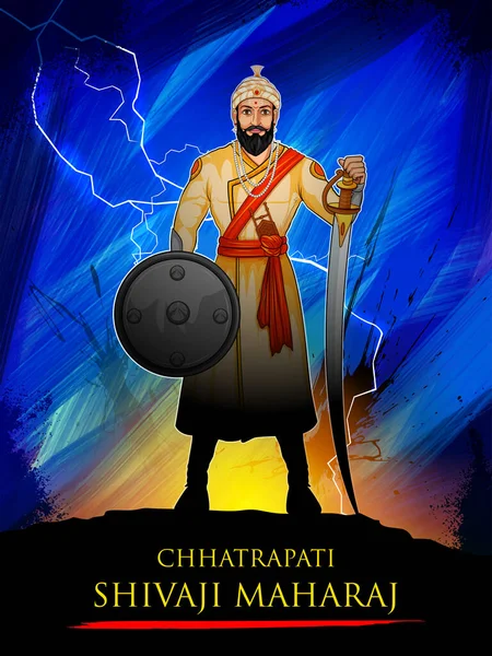 Illustratie Van Chhatrapati Shivaji Maharaj Grote Krijger Van Maratha Uit — Stockvector