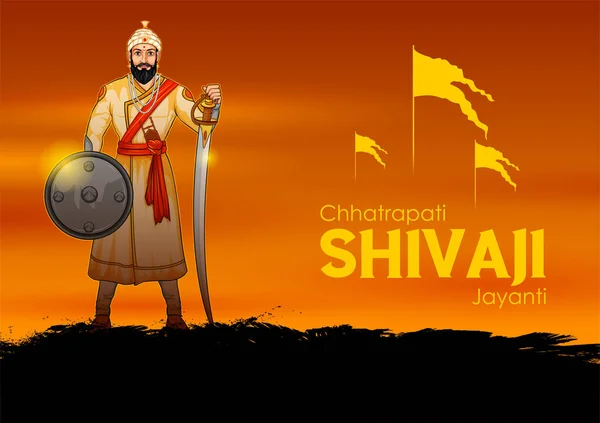 Chhatrapati Shivaji Maharádzs Maharashtrai Maratha Nagy Harcosának Illusztrációja — Stock Vector