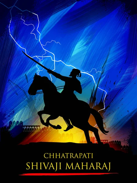 Illustrazione Chhatrapati Shivaji Maharaj Grande Guerriero Maratha Dal Maharashtra India — Vettoriale Stock