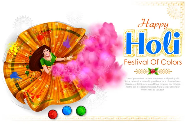 Illustration Happy Holi Bakgrund För Festival Colors Firande Hälsningar — Stock vektor