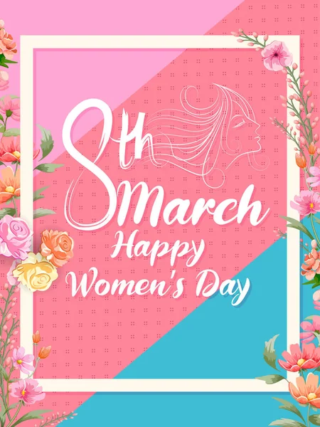 Illustratie Van Happy International Women Day Maart Begroetingen Achtergrond — Stockvector