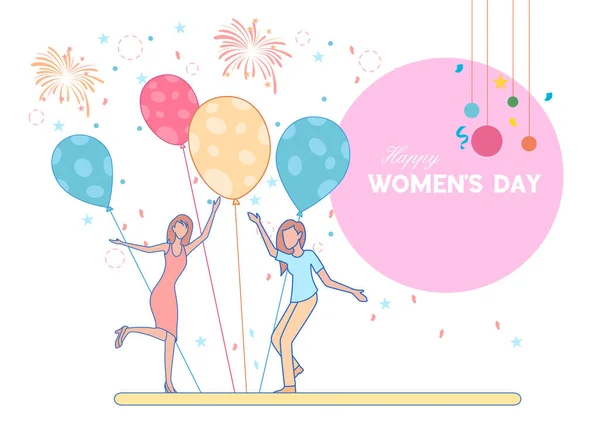 Illustration Happy International Women Day Mars Hälsningar Bakgrund — Stock vektor