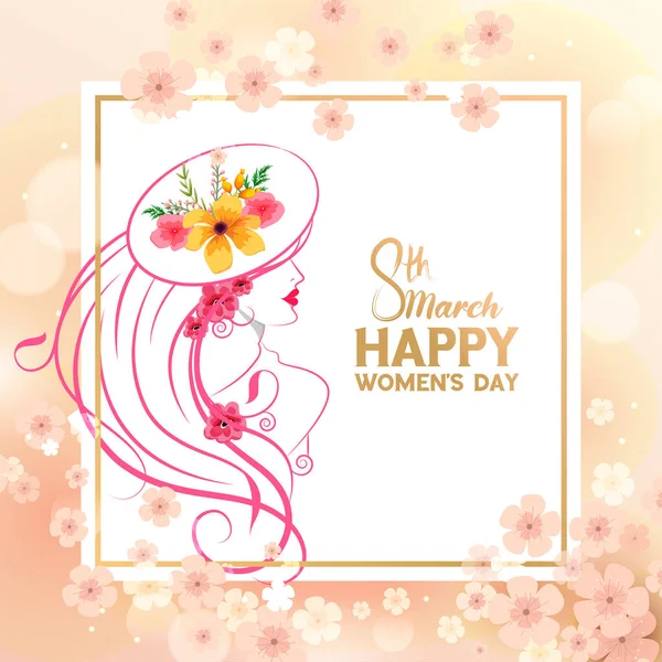 Illustration Von Happy International Women Day März Grüße Hintergrund — Stockvektor