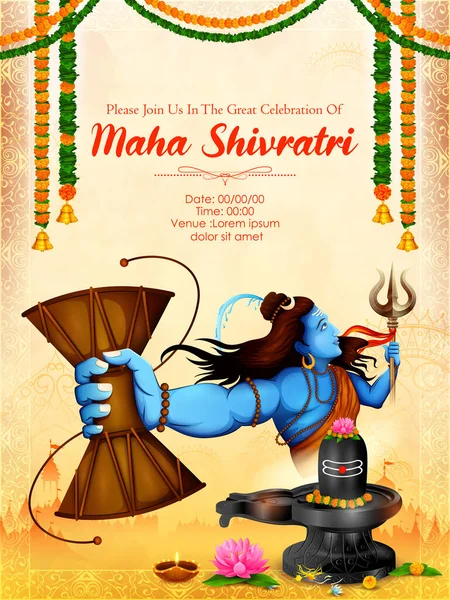 Senhor Shiva, Deus indiano de Hindu para Maha Shivratri festival da Índia — Vetor de Stock