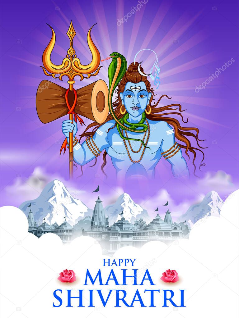Lord Shiva, Indian God of Hindu for Maha Shivratri festival of India