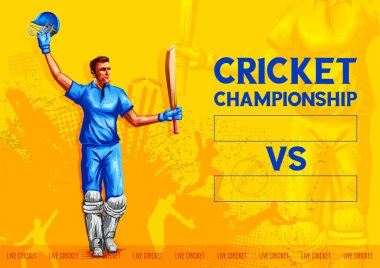 Kriket şampiyonası sporu yapan vurucu oyuncu çizimi