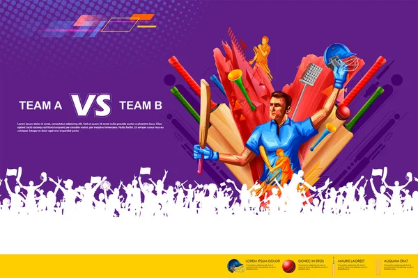Illustratie Van Batsman Speler Spelen Cricket Kampioenschap Sport — Stockvector