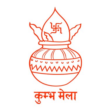 Büyük festival için Hindistan 'ın kutsal kalaşları ve Hint metni Kumbh Mela