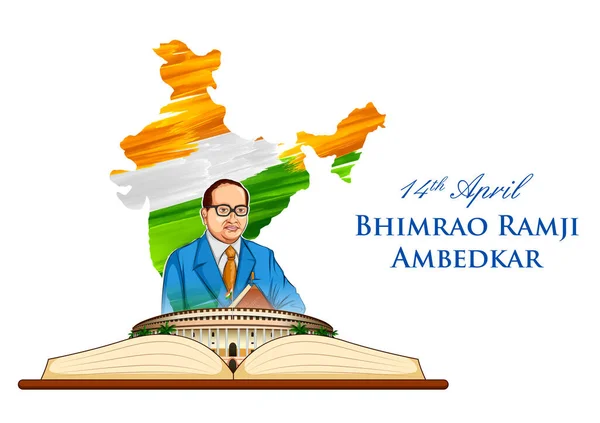 Dr. Bhimrao Ramji Ambedkar con Costituzione dell'India per Ambedkar Jayanti il 14 aprile — Vettoriale Stock
