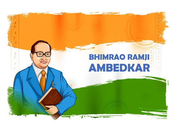 Dr. Bhimrao Ramji Ambedkar con la Constitución de la India para Ambedkar Jayanti el 14 de abril — Vector de stock