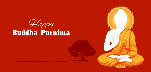 Ilustrace Buddhy Meditaci Pro Buddhistický Festival Happy Buddhy Purnima Vesak — Stockový vektor