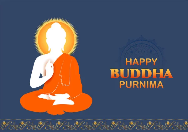 Illustrazione Buddha Signore Meditazione Festa Buddista Buddha Felice Purnima Vesak — Vettoriale Stock