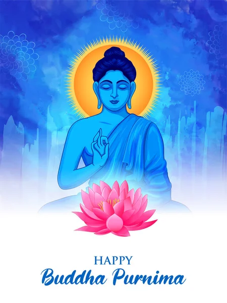 Ilustración Del Señor Buda Meditación Para Festival Budista Buda Feliz — Vector de stock