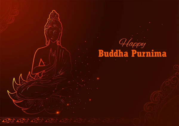 Ilustracja Pana Buddy Medytacji Buddyjski Festiwal Szczęśliwego Buddy Purnima Vesak — Wektor stockowy