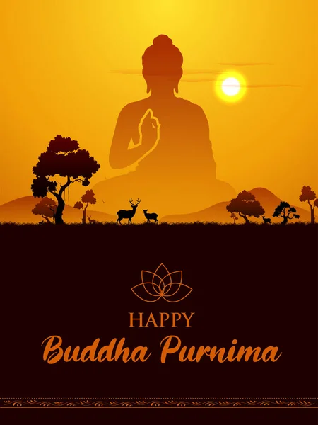 Иллюстрация Будды Медитации Буддийскому Празднику Счастливого Будды Пурнимы Весака — стоковый вектор