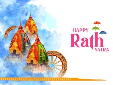 Lord Jagannath, Balabhadra ve Subhadra Odisha festivalinin arka planında geleneksel Rathayatra hakkında