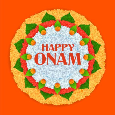 Güney Hindistan Kerala Mutlu Onam Festivali için kutlama arkaplanı