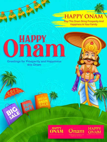 Fondo de celebración del festival Happy Onam del sur de la India Kerala — Vector de stock