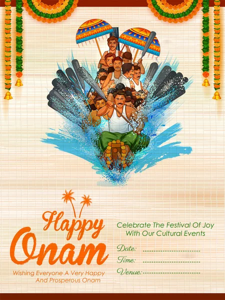 Fondo de celebración del festival Happy Onam del sur de la India Kerala — Vector de stock