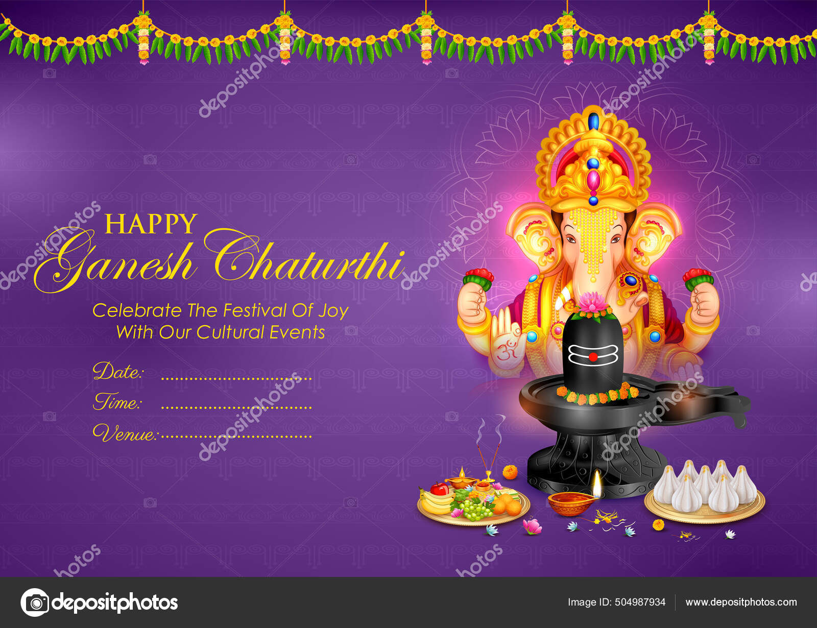 Lord Ganpati background for Ganesh Chaturthi festival of India with