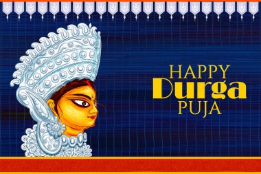 Durga Puja Subh Navratri 'deki Durga Surat Tanrıçası Dini afiş arka planı