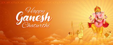 Ganesh Chaturthi 'nin Hindistan festivali için Ganpati arka planında Lordum Ganesha anlamına gelen bir mesaj var.
