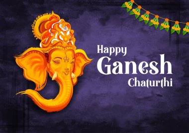 Ganesh Chaturthi 'nin Hindistan festivali için Ganpati arka planında Lordum Ganesha anlamına gelen bir mesaj var.