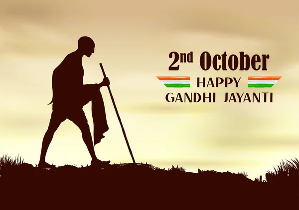 Nation Héros et combattant de la liberté Mahatma Gandhi populairement connu sous le nom de Bapu pour le 2 Octobre Gandhi Jayanti — Image vectorielle