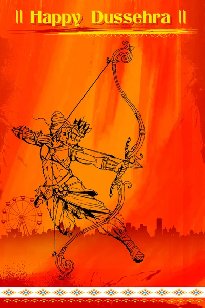 Lord Rama with bow arrow killimg Ravana — Stock Vector