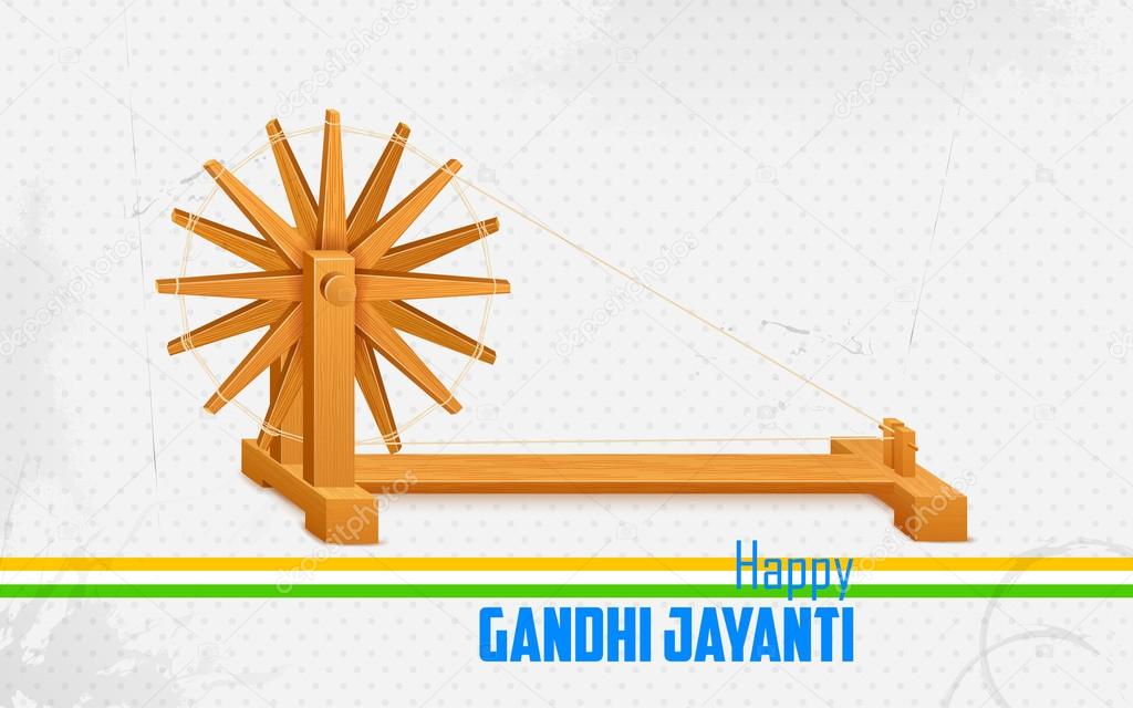 Spinning wheel on India background for Gandhi Jayanti Stock Vector by