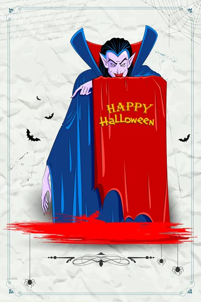 Eng dracula in halloween nacht — Stockvector