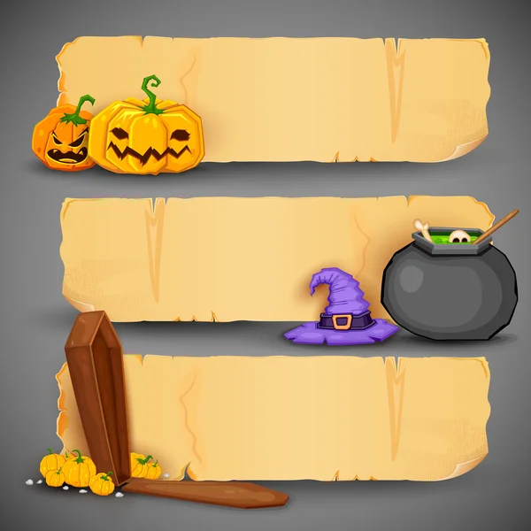 Cabeçalho e bandeira de Halloween feliz —  Vetores de Stock