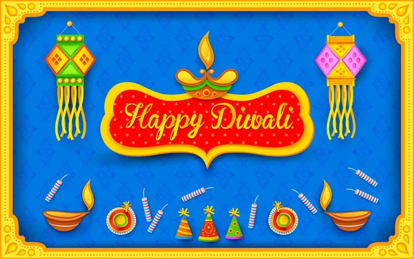 Fondo Diwali con petardo colorido — Vector de stock