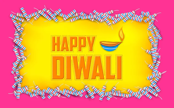 Happy Diwali Hintergrund mit Diya und Feuerwerkskörper — Stockvektor