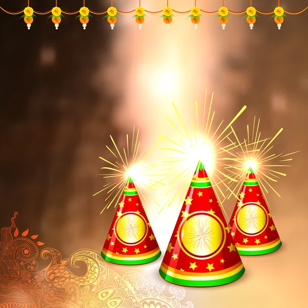 Diwali background with colorful firecracker — Stock Vector