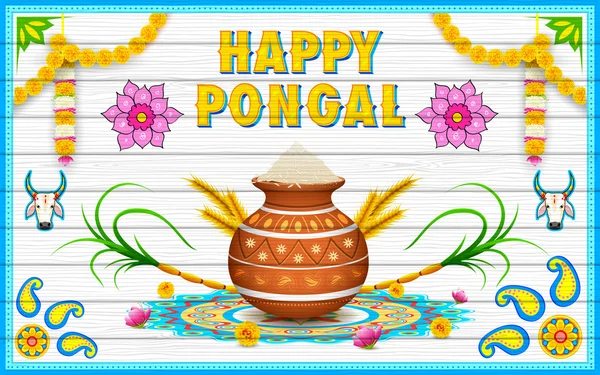 Happy Pongal приветствие фон — стоковый вектор