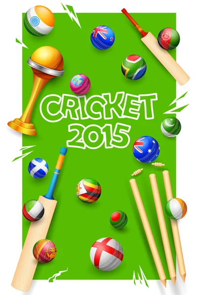 Batte de cricket de différents pays participants — Image vectorielle